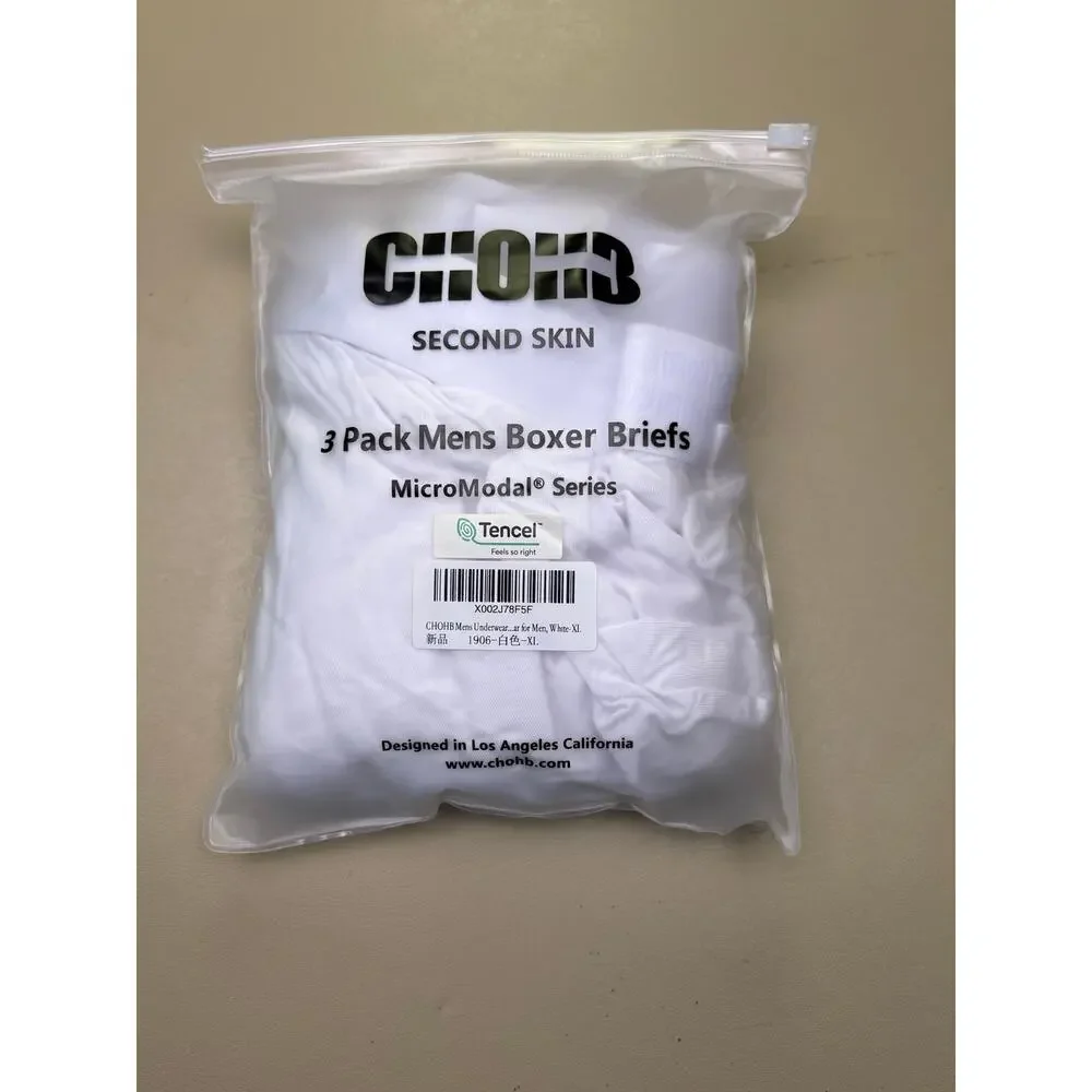 Men’s Boxer Briefs 3 Pack White XL 40-42 MicroModal Stretch CHOHB NIP